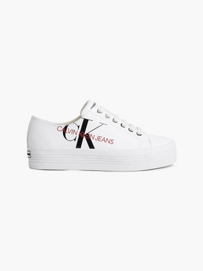 Calvin Klein Cipők HU279984 | Calvin Klein Faux Bőr Női Sportcipő Világos Fehér